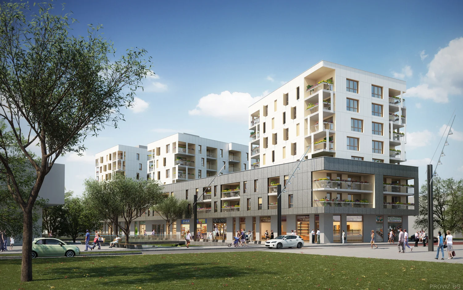 French Residential Complex day render