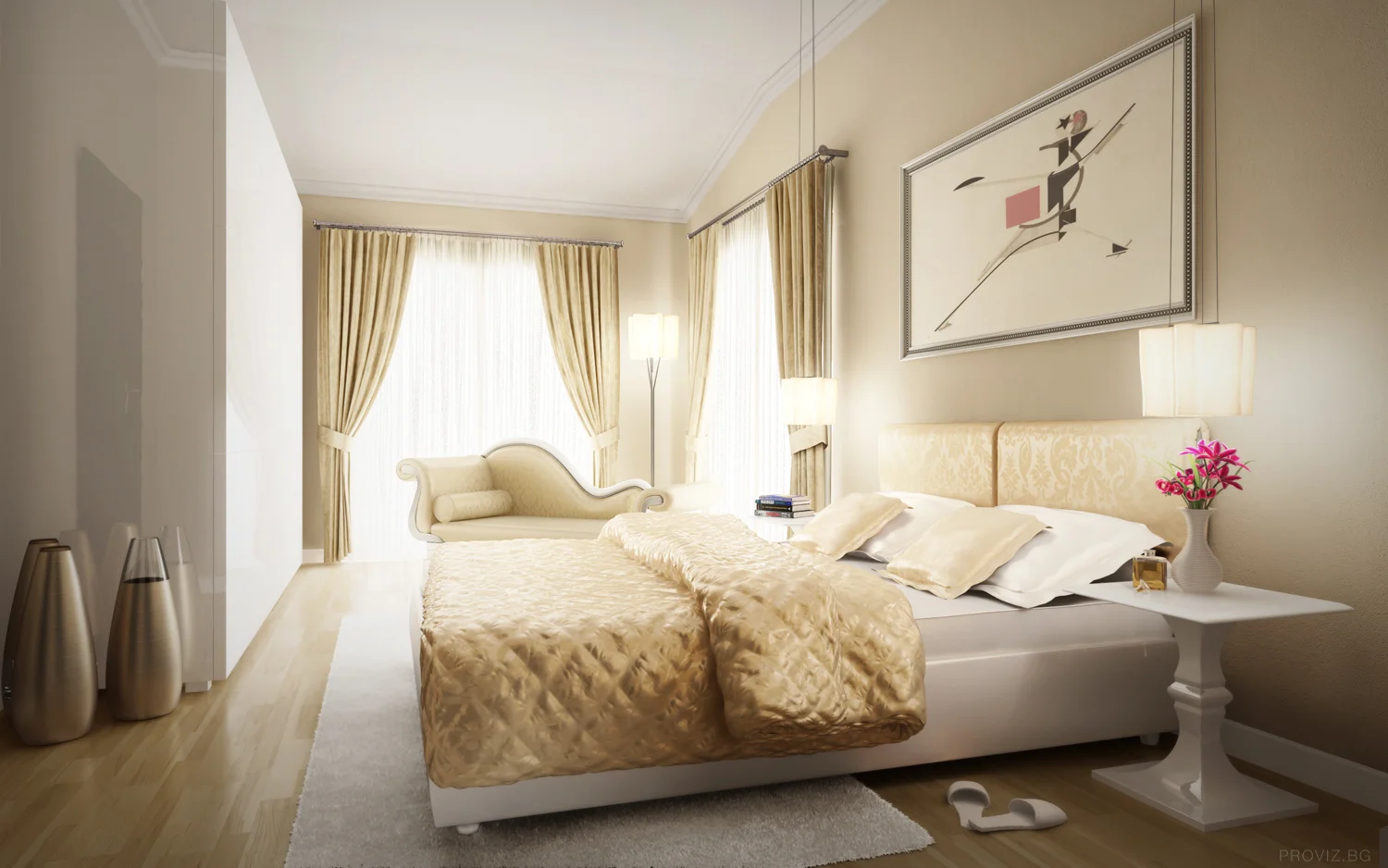 Interior visualization of master bedroom