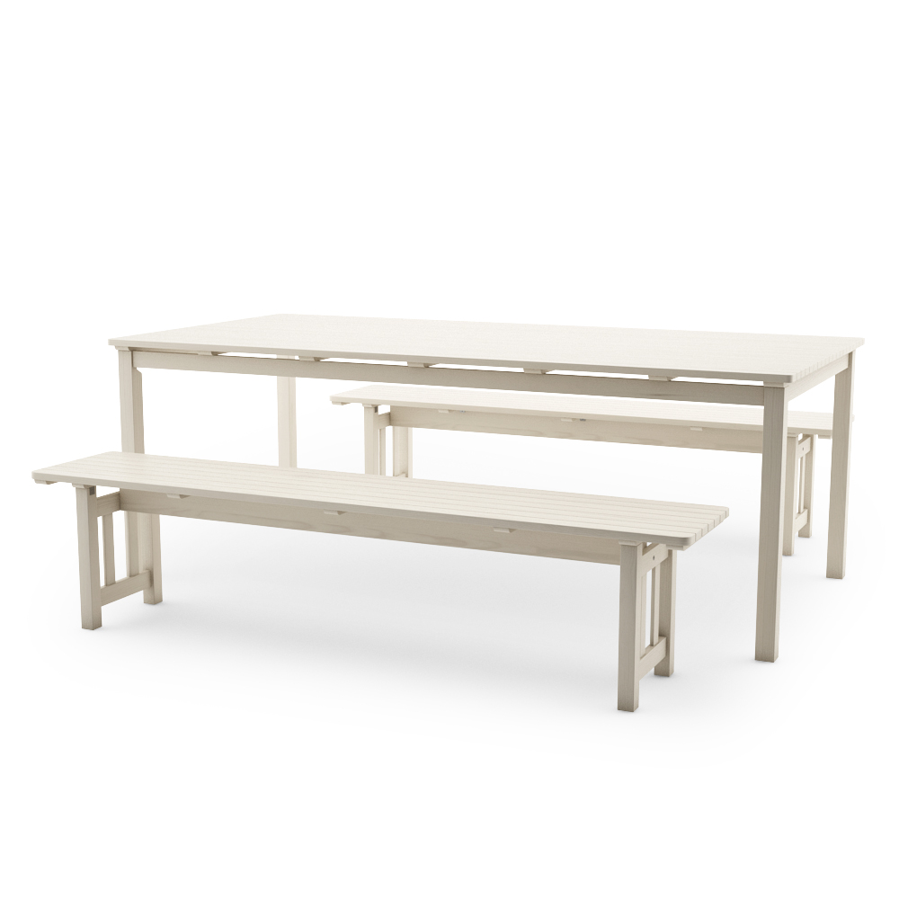 IKEA ANGSO SET OF TWO BENCHES AND TABLE, WHITE