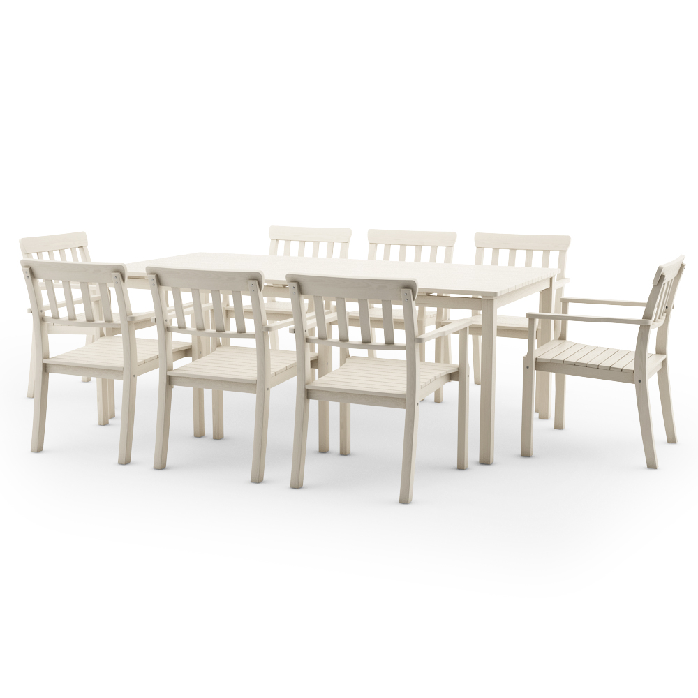IKEA ANGSO SET OF EIGHT ARMCHAIRS AND TABLE, WHITE