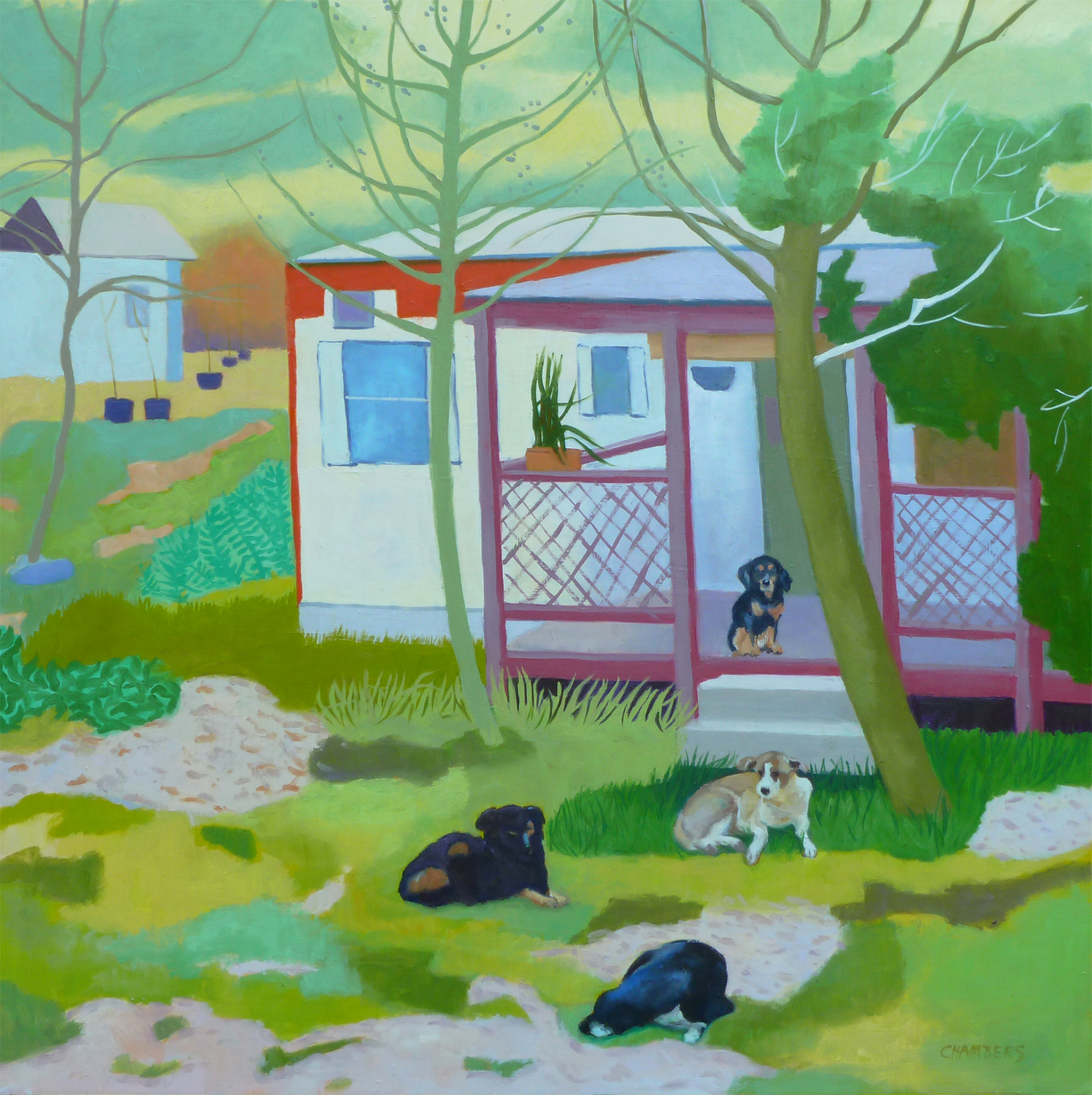 Only the Dogs are Home  24 x 24  Oil on Board  Sold