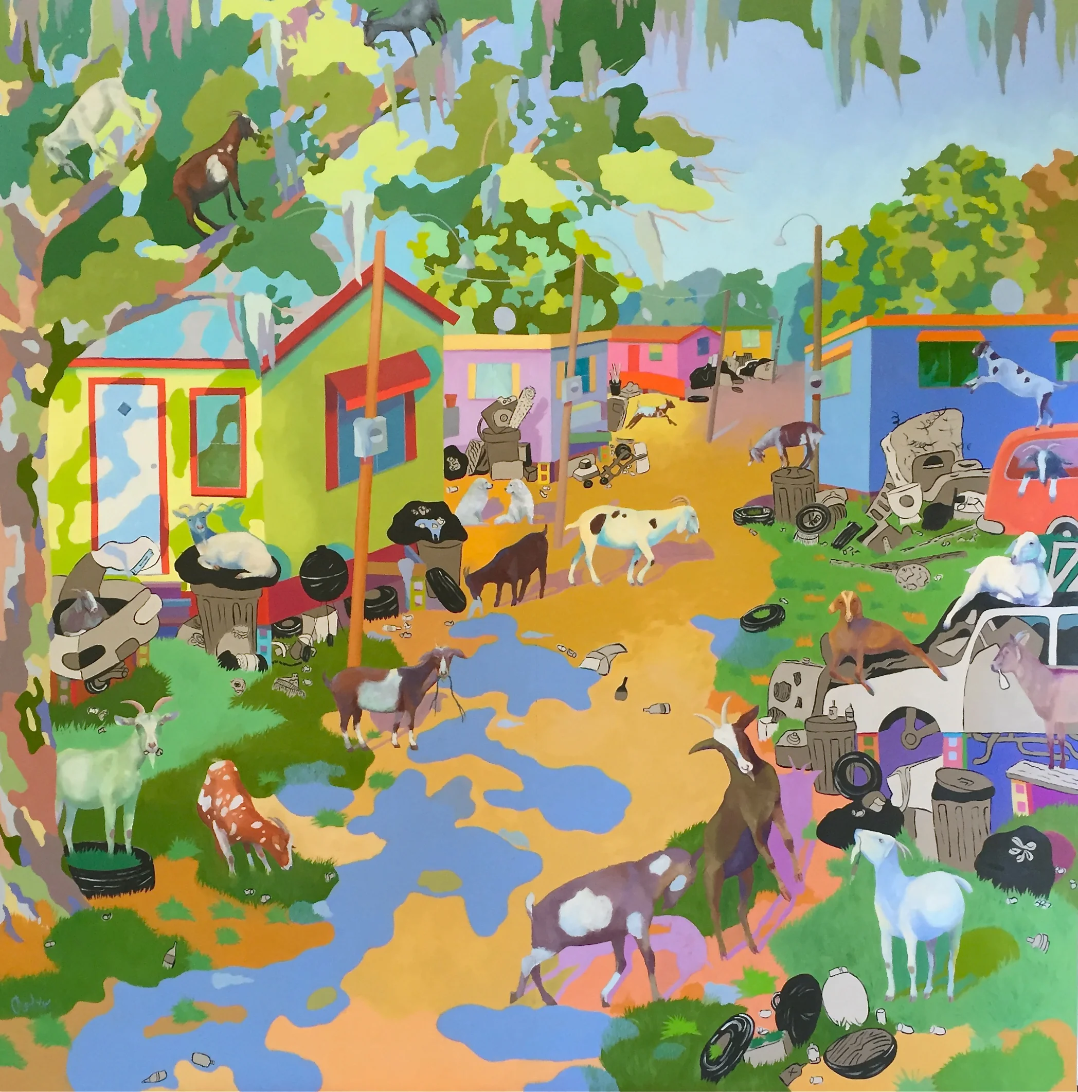 Take a goat with you 72Hx72W" Oil on Board