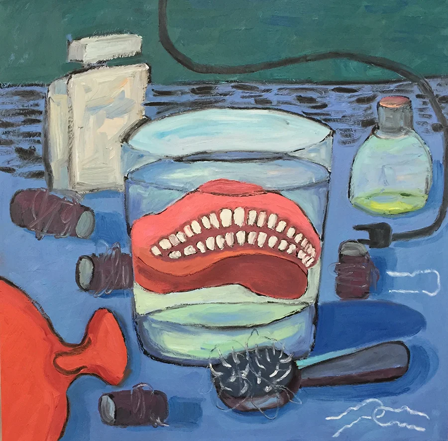 Nanny's table 24"Hx24"Wx2"D oil on board, Sold