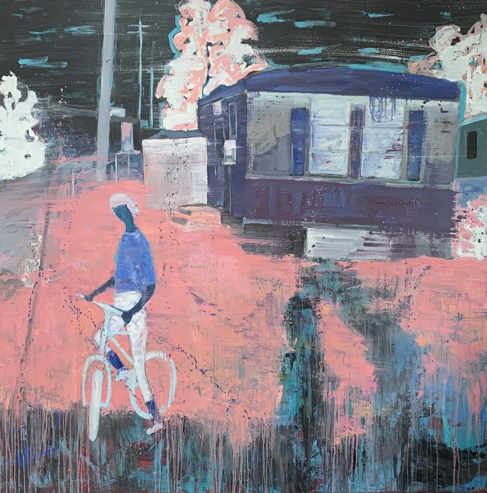    Girl and Bike    Oil and acrylic on canvas 60 x 60 x 2” 
