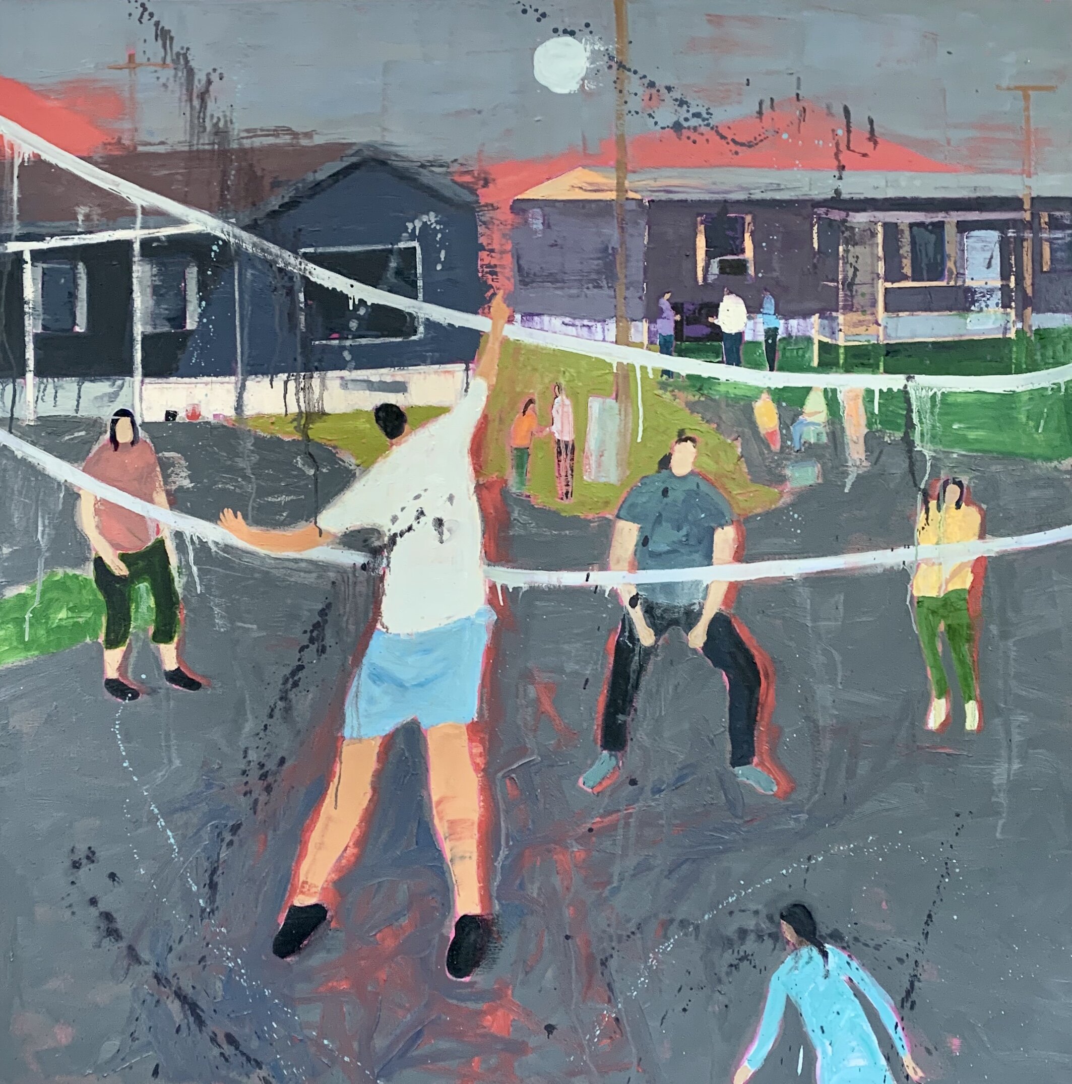    Street Volley   48 x 48 Oil on Canvas 