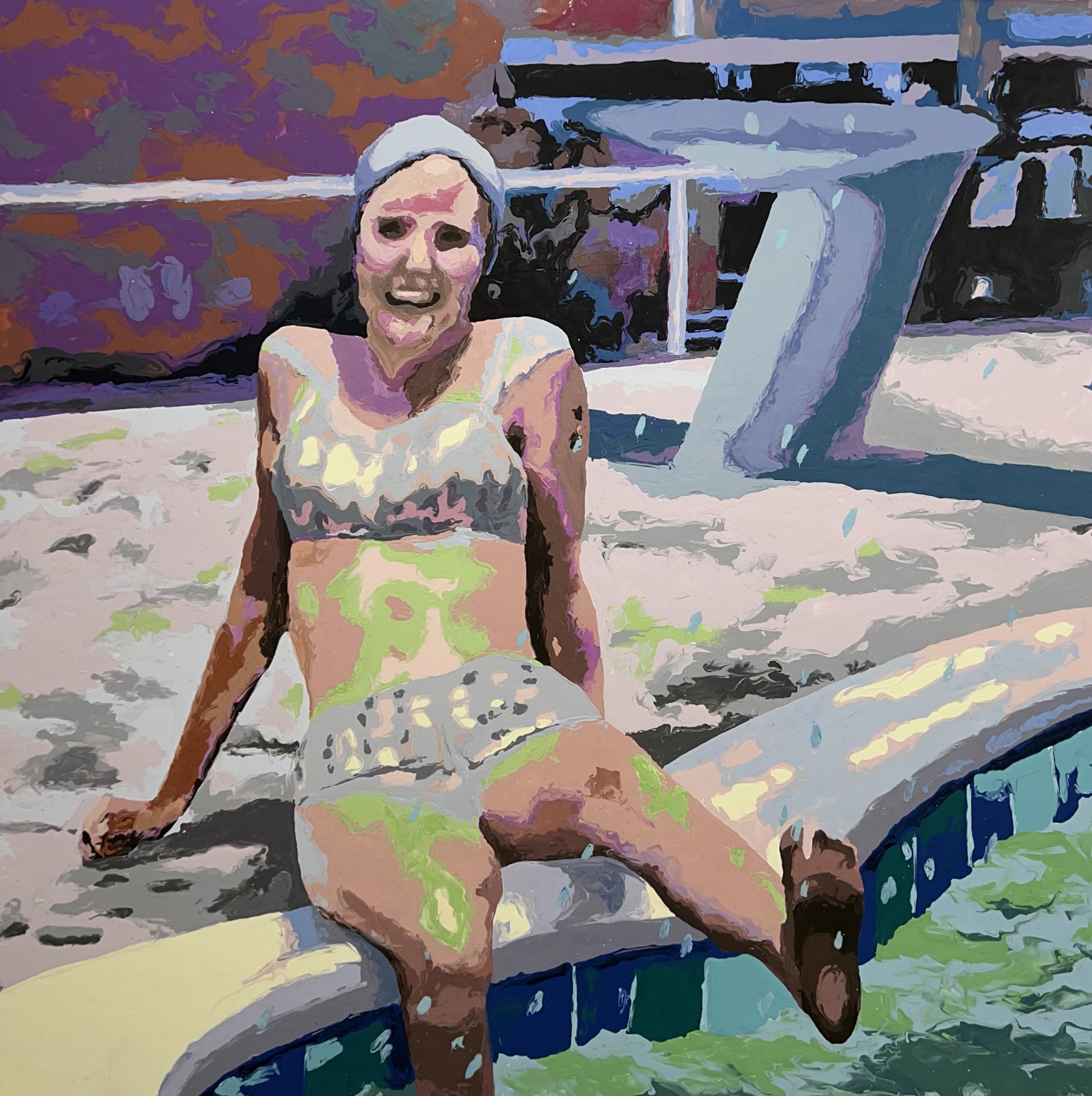 Pool Girl 48 x 48 x 2" acrylic on canvas
