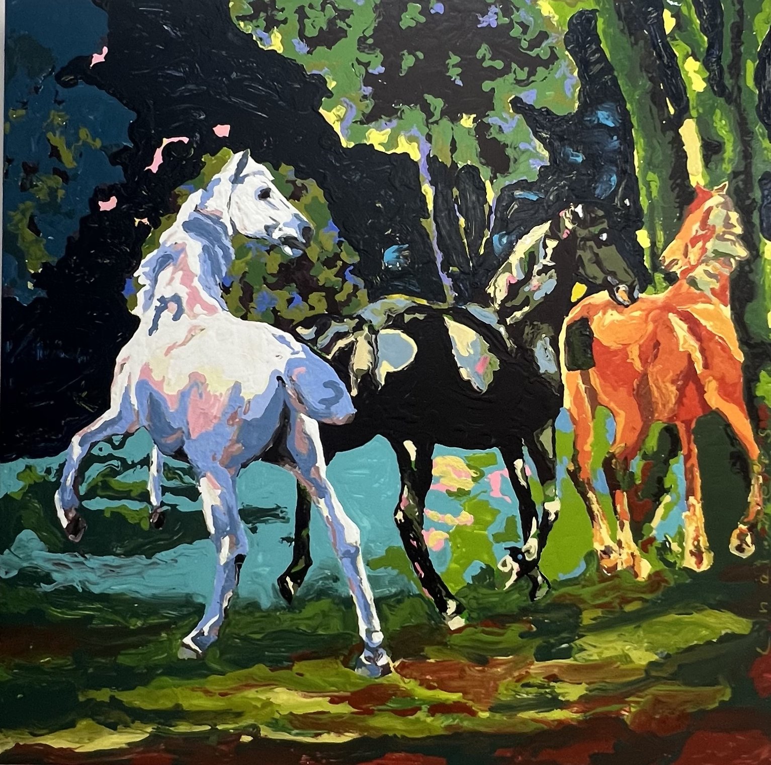 After Albert Bierstadt , Acrylic on Canvas, 48 x 48 x 2”
