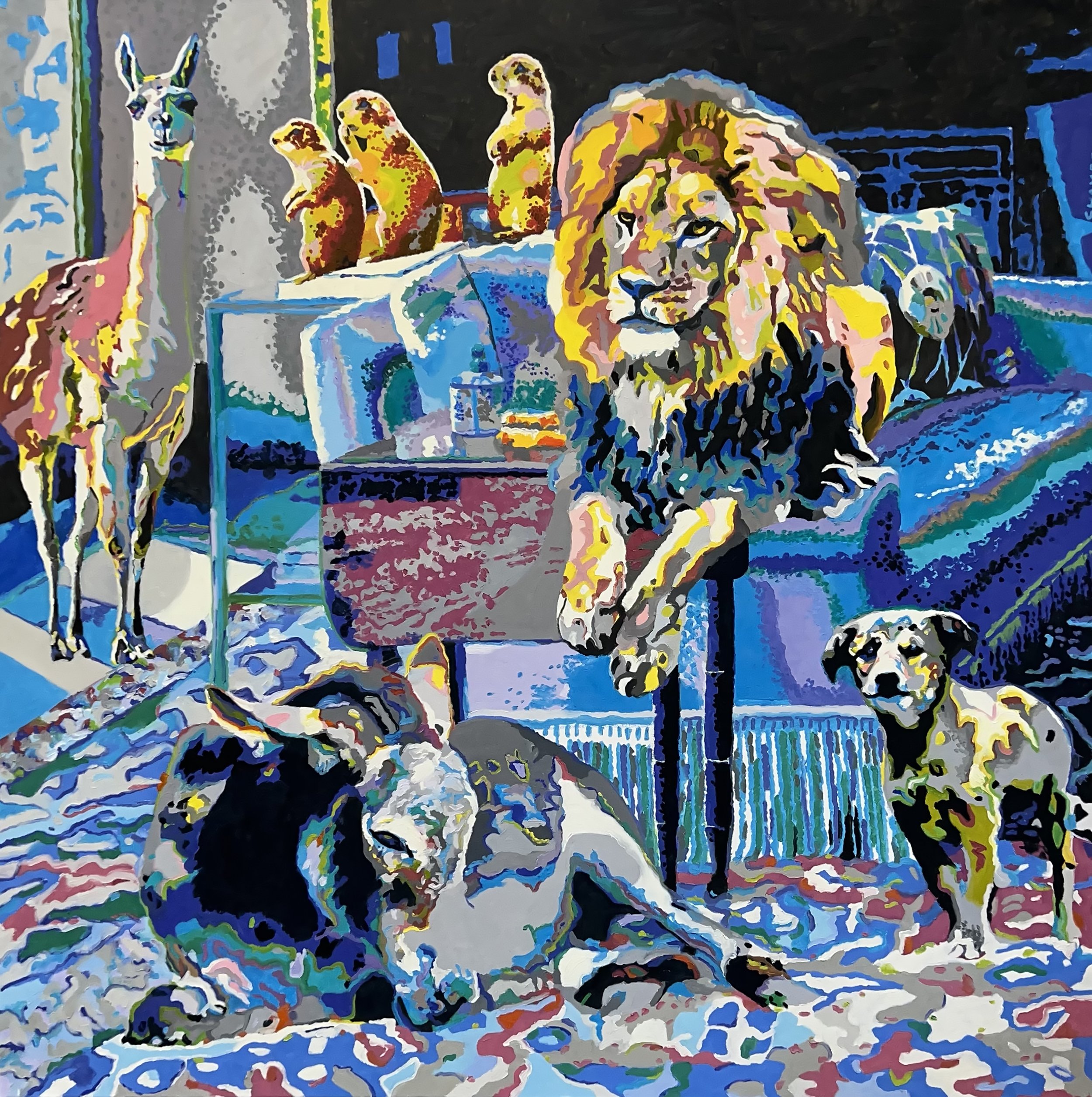 Night at the Museum 48 x 48 x 2" oil on canvas