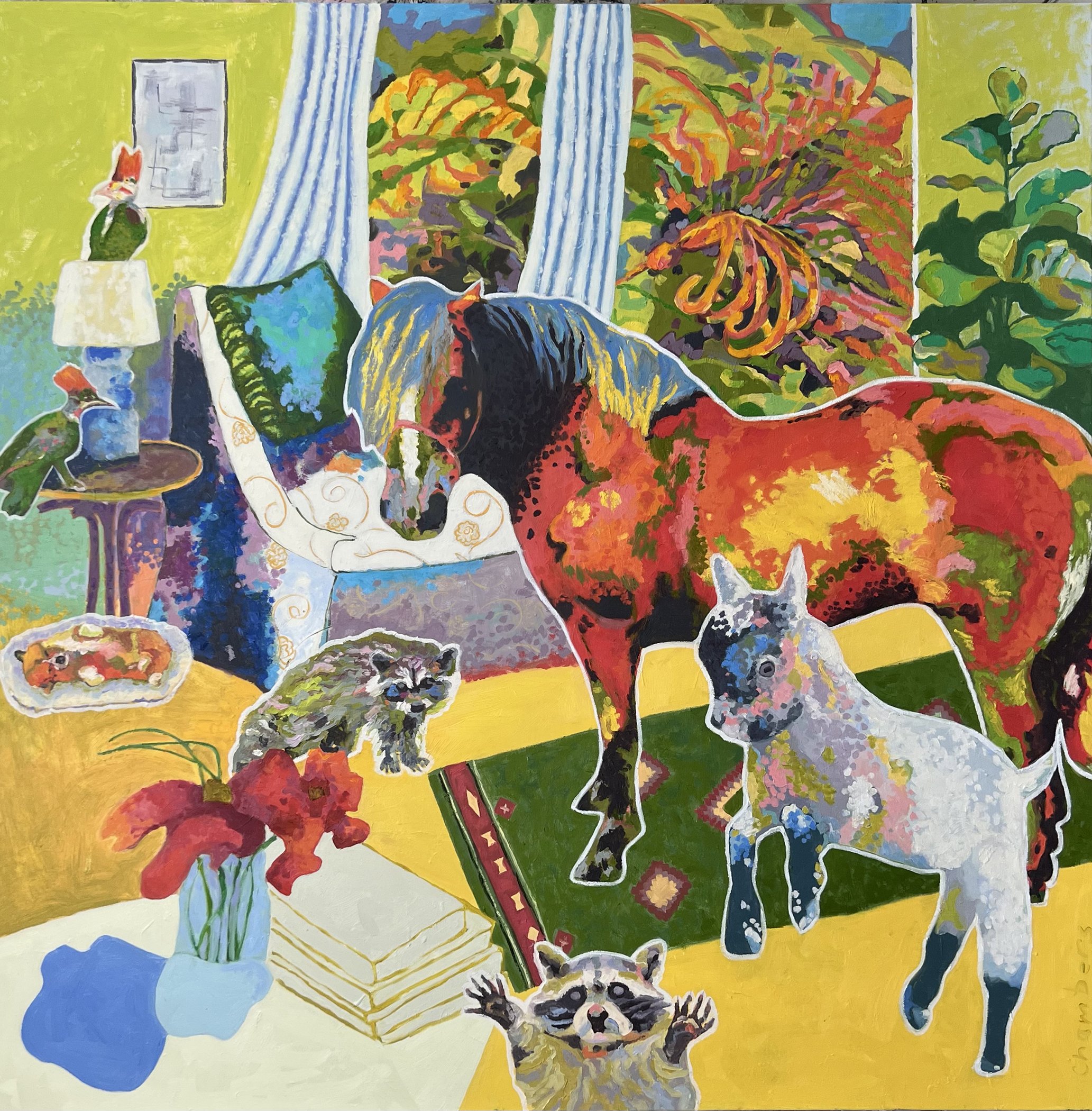 Stay for tea 48 x 48 x 2" Oil on Canvas Sold