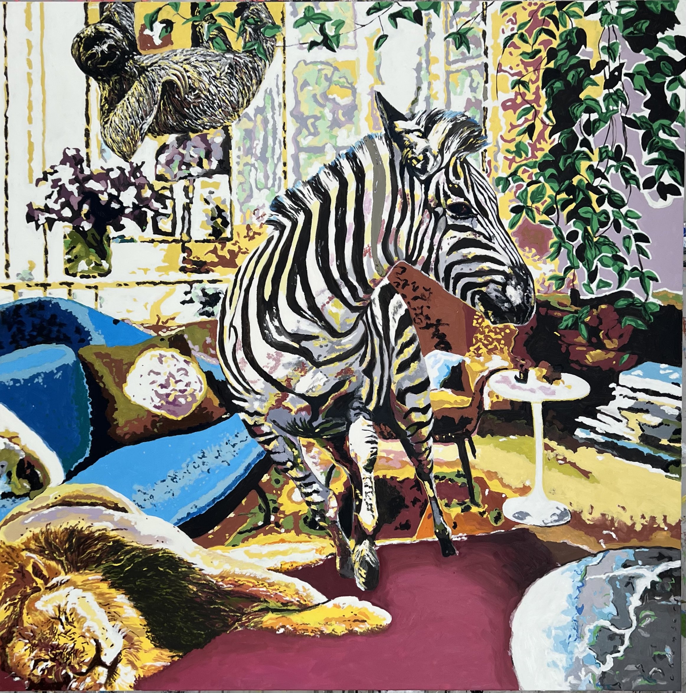 Sleeping Lion 48 x 48 x 2" Oil on Canvas