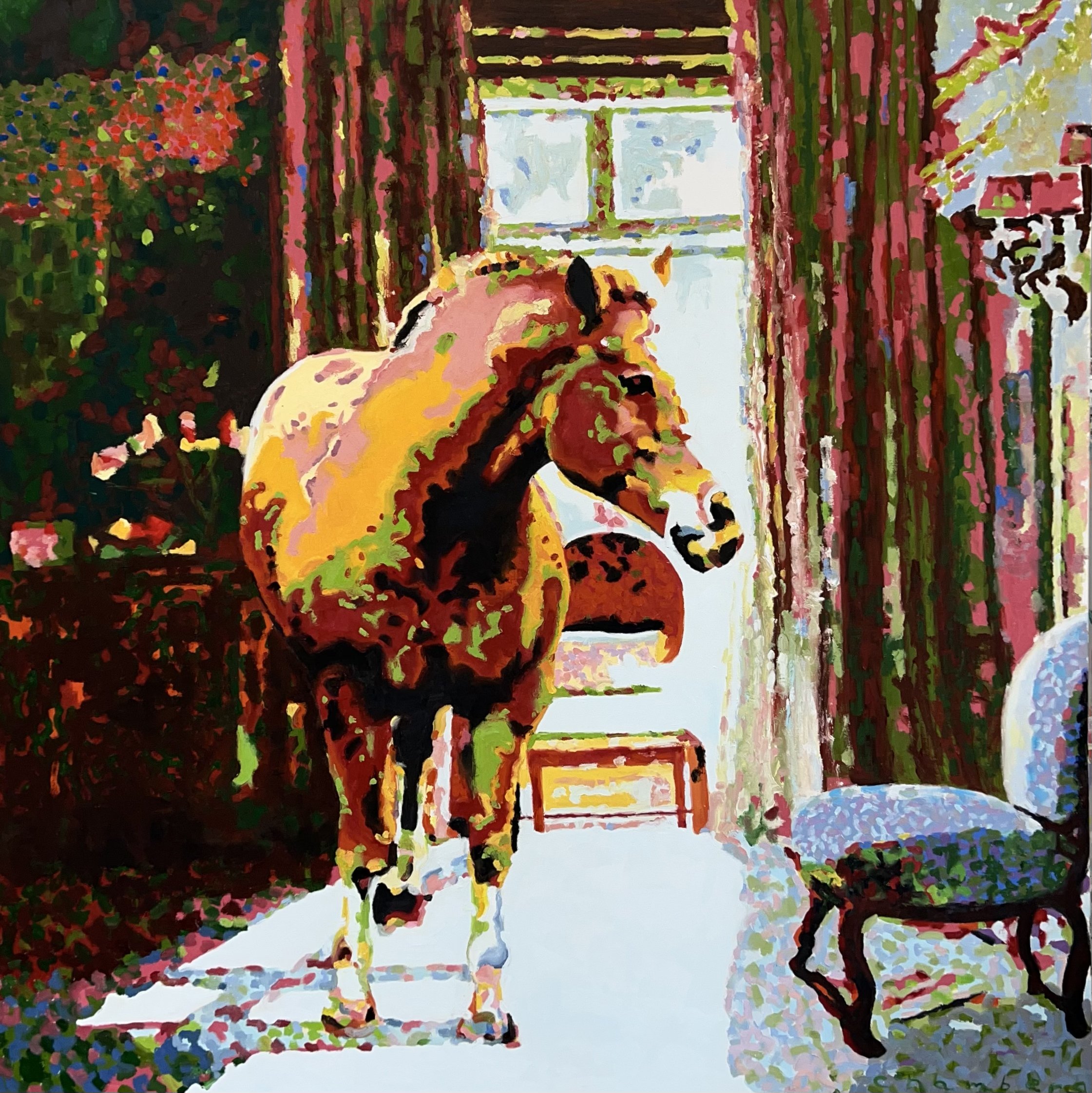 No Ponies in the Parlour 48 x 48 x 2' Oil on canvas