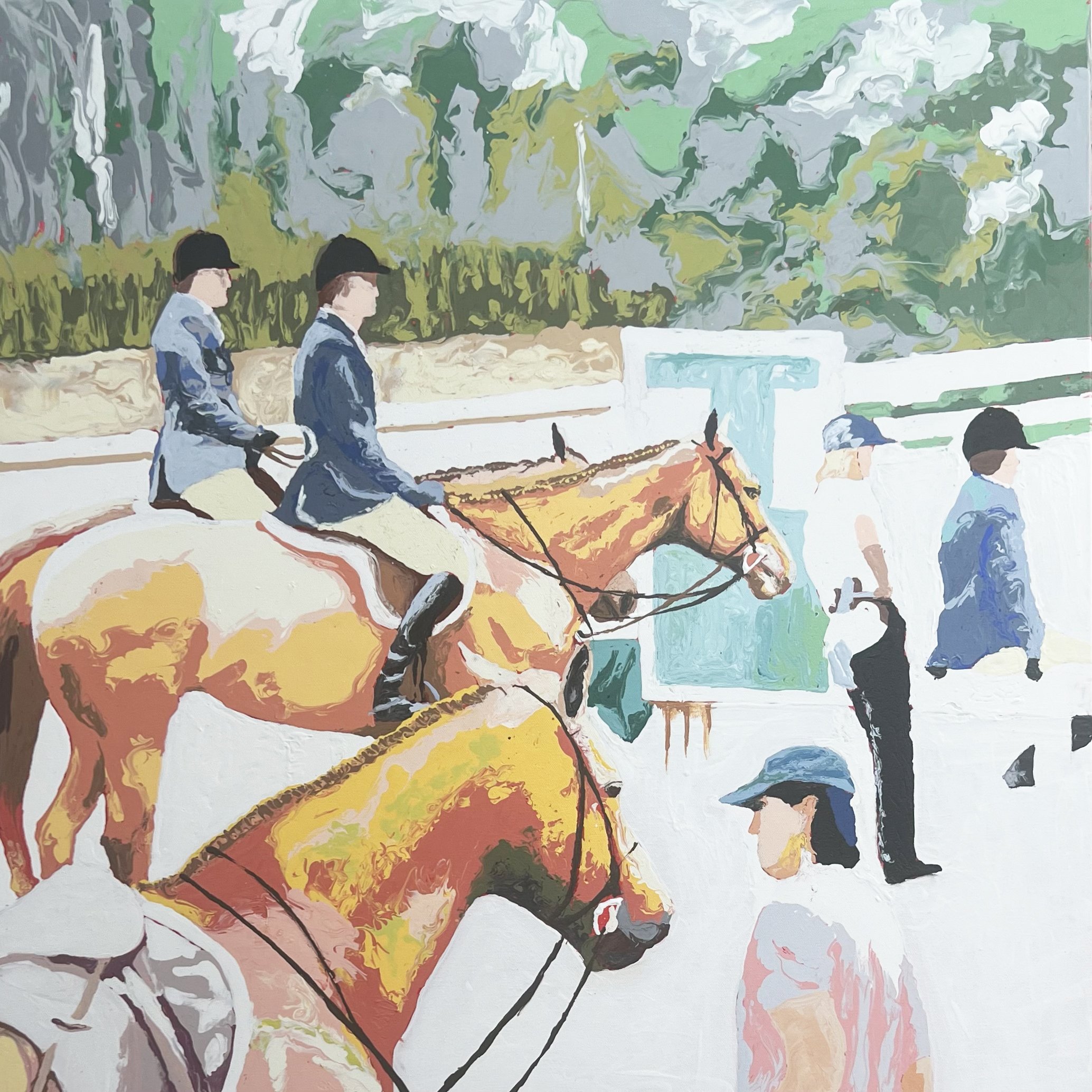 Watching the round 30 x 30 x 2" acrylic on canvas