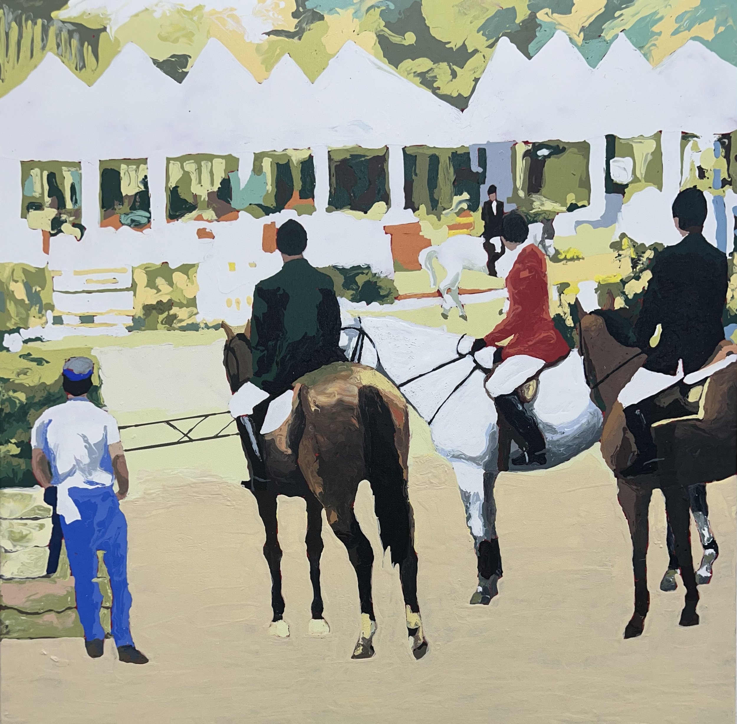 Watching the Grand Prix 30 x 30 x 2" acrylic on canvas