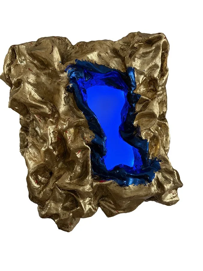 Wall sculpture, blue light