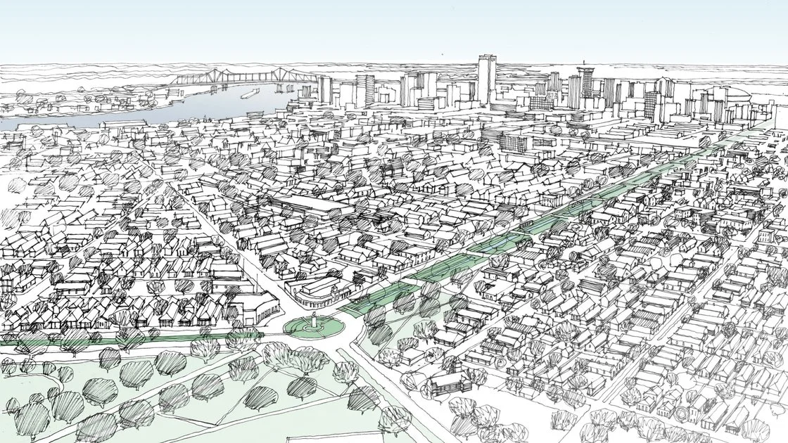 Image by CNU of Claiborne overpass removal possibilities in New Orleans