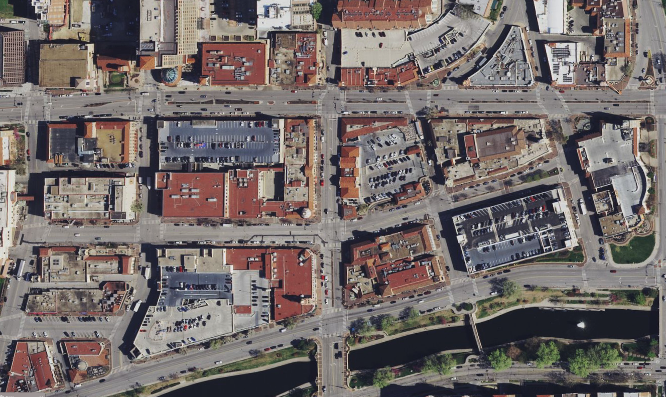 Country Club Plaza has numerous garages, many hidden cleverly behind buildings or masked well with good design