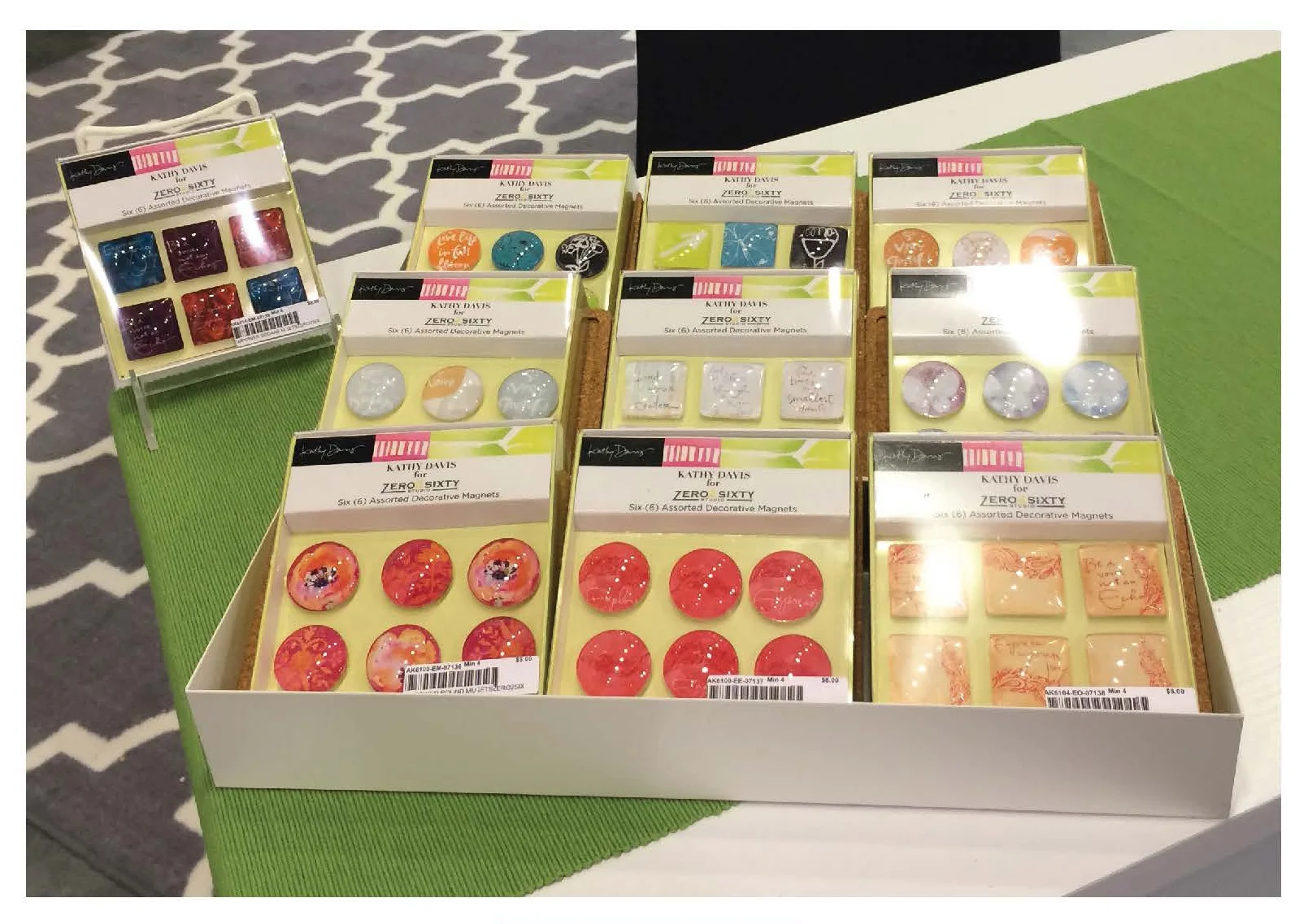 Magnet boxes with product on display at the Atlanta Gift Show.