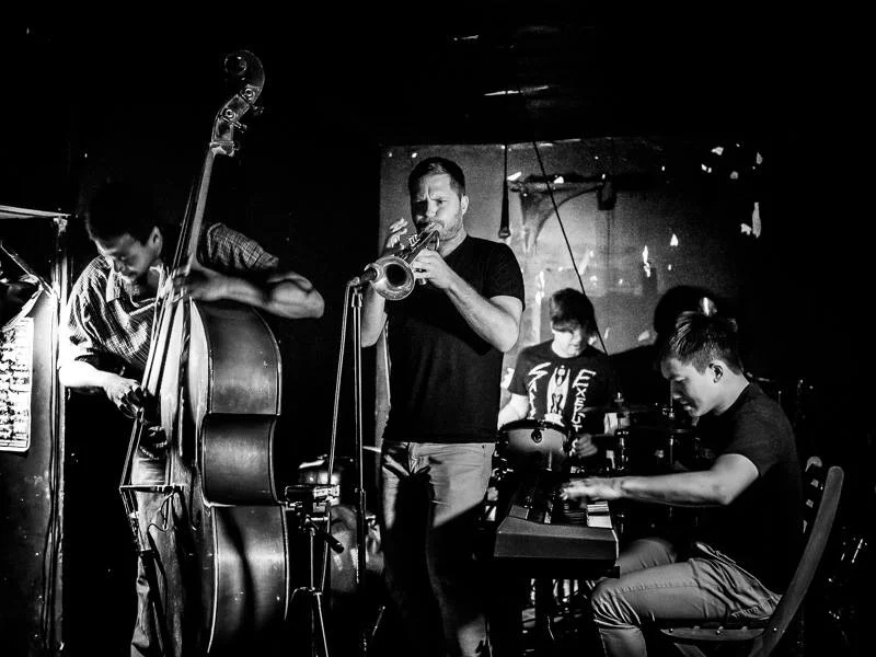 w/ Luke Stewart, Peter Evans, Weasel Walter at Muchmore’s, photo by Peter Gannushkin