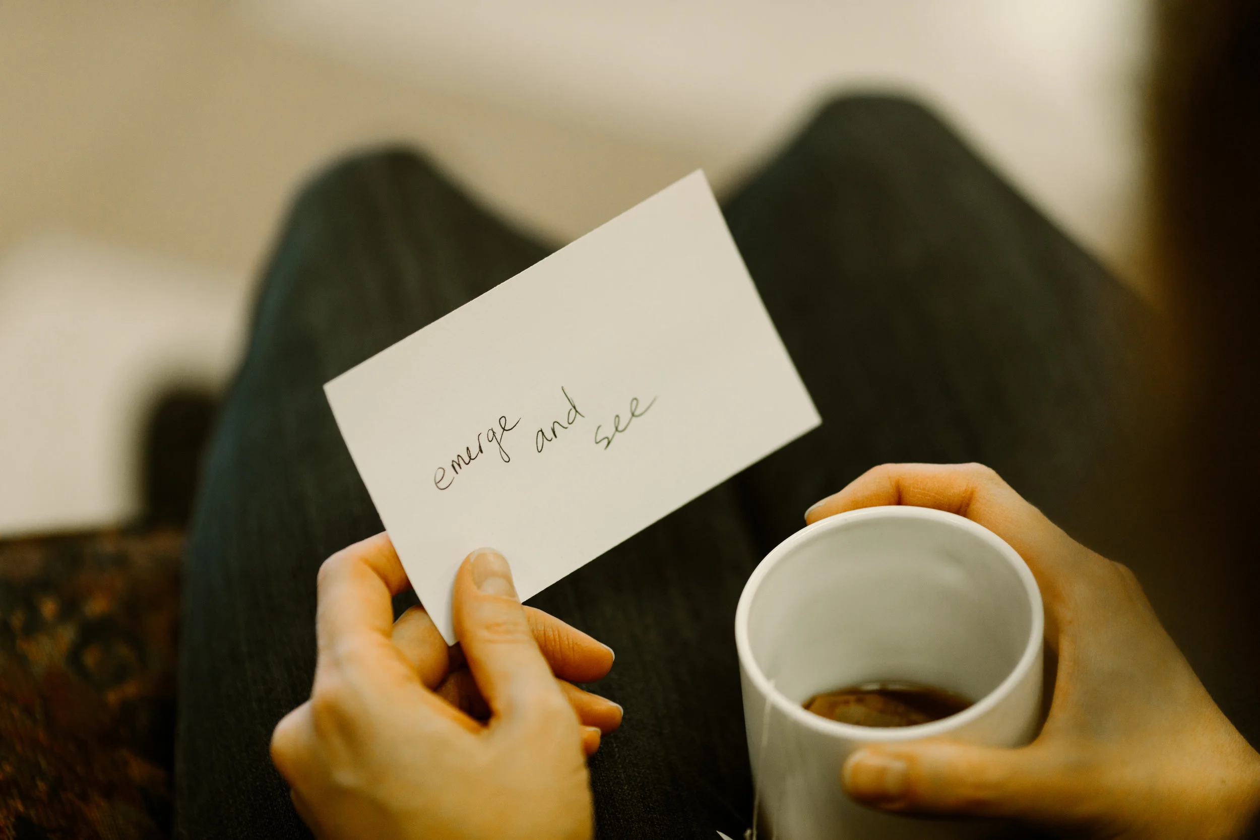 Participants hold notecards with phrases spoken during a Nuns & Nones gathering. Photo credit: Rhino Media