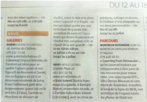 quotidien 24 Heures, juin 2010