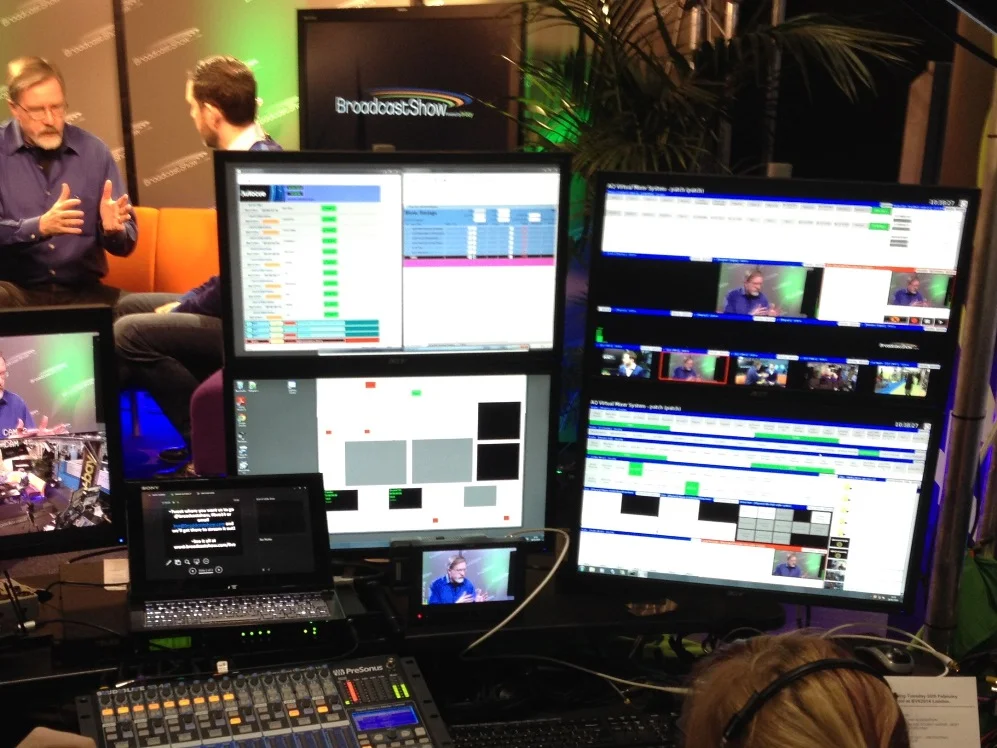 The operator's view of the aQ Production Suite during one of the BroadcastShow productions during BVE 2014.
