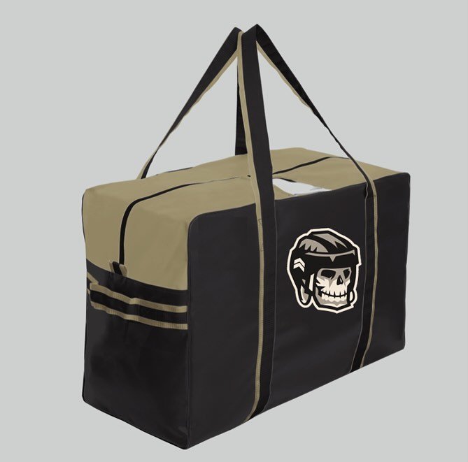 Would ya&rsquo;ll rock a black &amp; tan hockey bag or are we too far out on the ledge with this idea? #hockey #nowheels #blackandtan #design