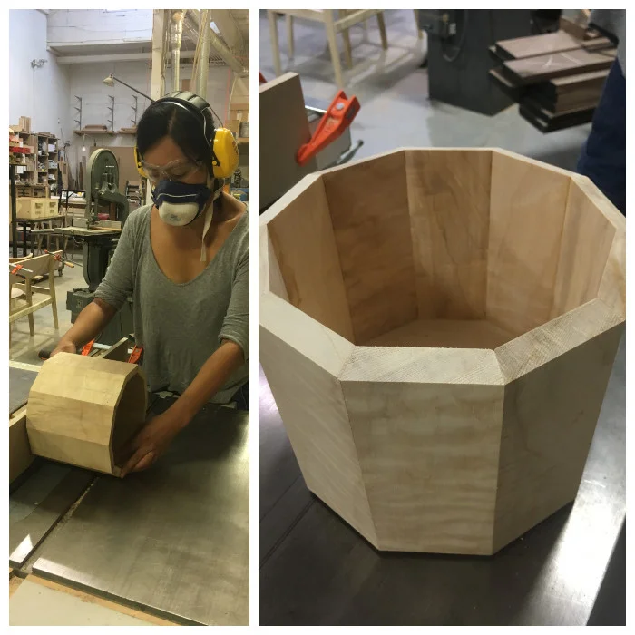 Left: Bevelling each planter side on the top & bottom Right: The planter in all its beveled glory! 
