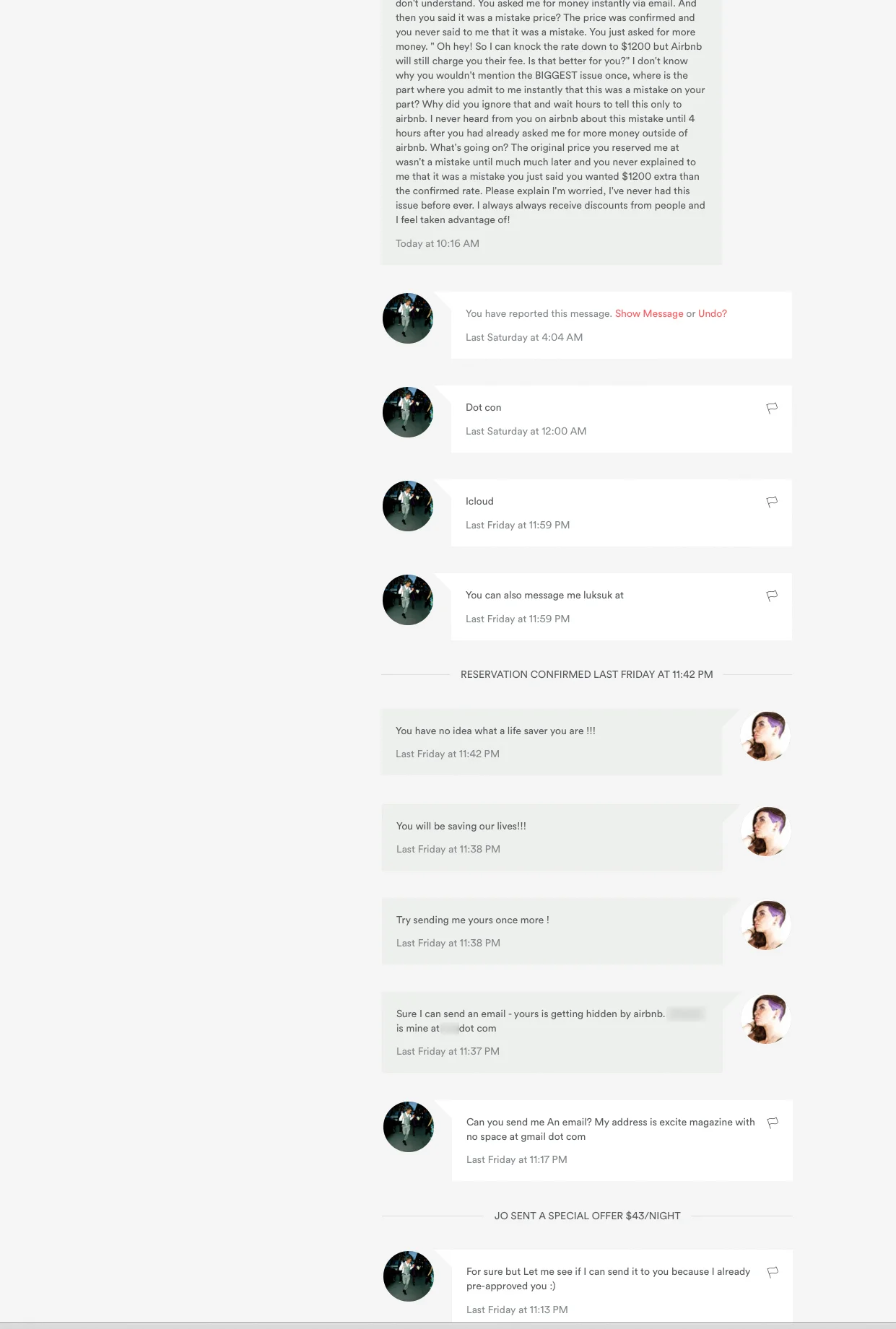 2/16 10.16AM airbnb messaging system screenshot