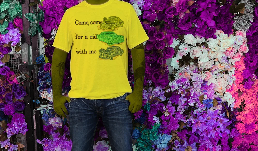 Haughtee Suave 'Ride With Me' Classic Car Crash Flash Card Fatal Attraction Fine Art Print Tee