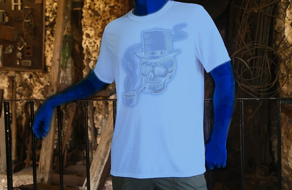 Haughtee Suave Vintage Antique Tattoo Flash 'Sherlock Bones' Smoking Skull Fine Art Print Tee