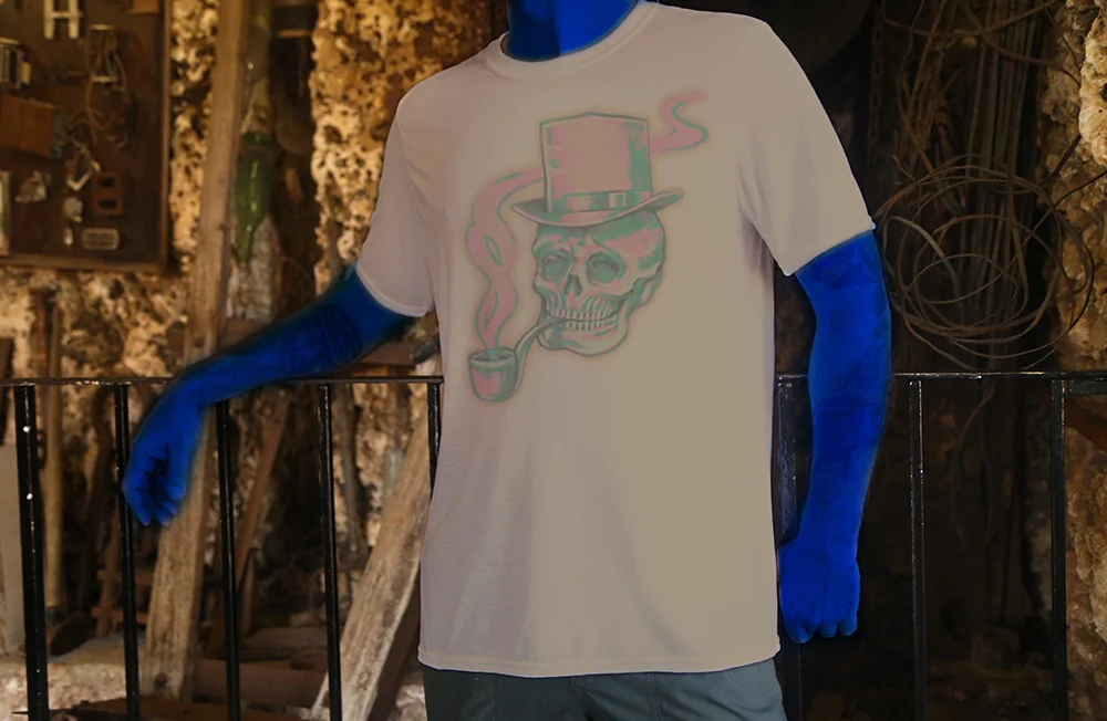 Haughtee Suave Vintage Antique Tattoo Flash 'Sherlock Bones' Smoking Skull Fine Art Print Tee