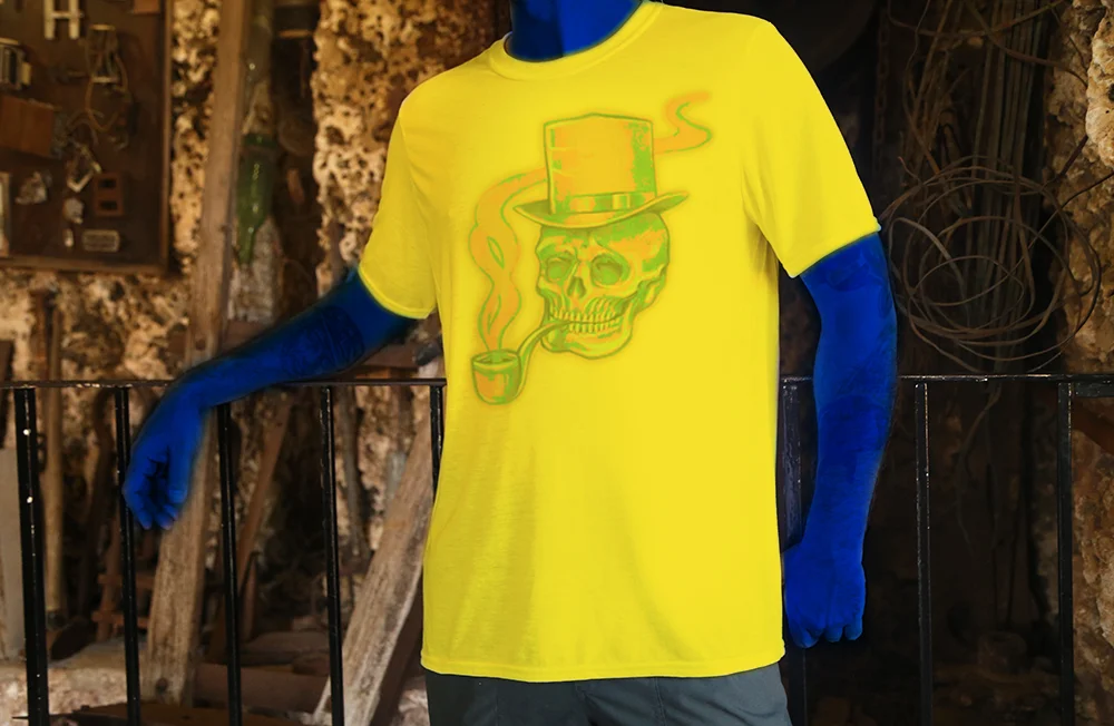 Haughtee Suave Vintage Antique Tattoo Flash 'Sherlock Bones' Smoking Skull Fine Art Print Tee
