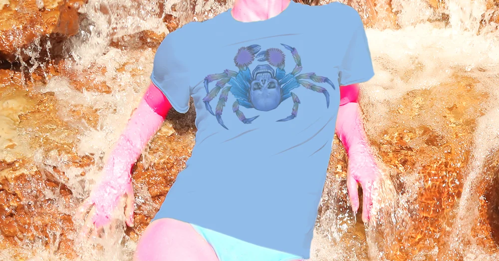 Haughtee Suave Vintage Antique Tattoo Flash Fancy Skull Crab Fine Art Print Tee