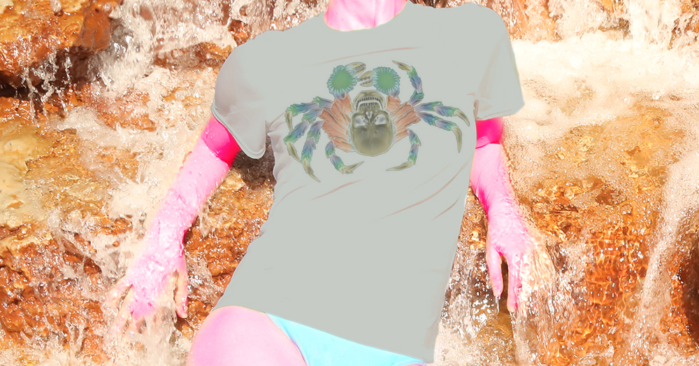 Haughtee Suave Vintage Antique Tattoo Flash Fancy Skull Crab Fine Art Print Tee