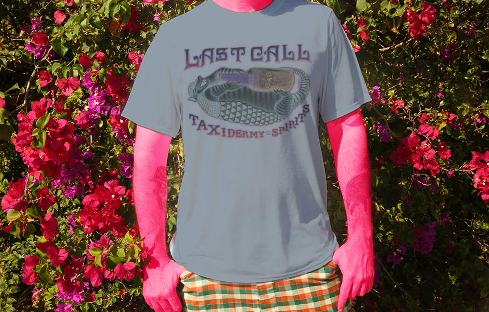 Haughtee Suave 'Last Call' Drunk Armadillo Tipsy Taxidermy Fine Art Print Tee