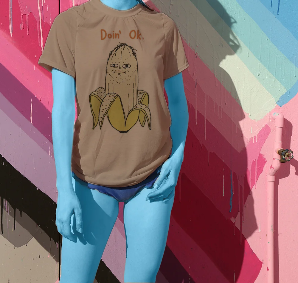 Haughtee Suave 'Doing Ok' Cool Banana Comical Cartoon Fine Art Print Tee
