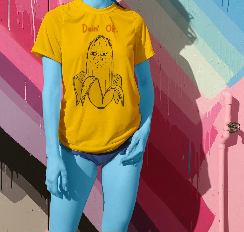 Haughtee Suave 'Doing Ok' Cool Banana Comical Cartoon Fine Art Print Tee