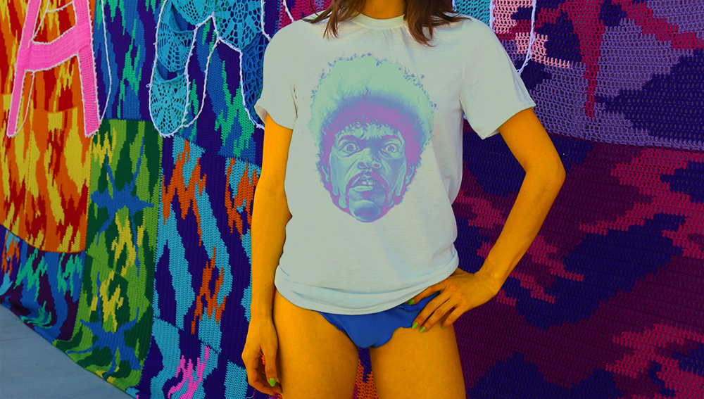 Haughtee Suave Pulp Fiction 'Jules' Samuel L Jackson x Eraserhead Parody Fine Art Print Tee