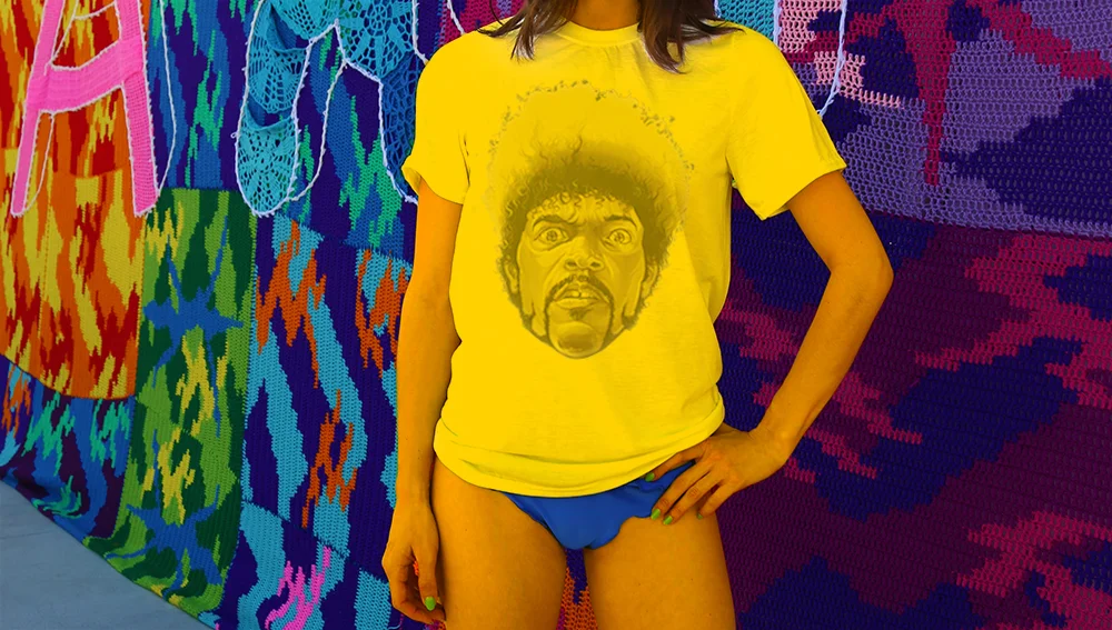 Haughtee Suave Pulp Fiction 'Jules' Samuel L Jackson x Eraserhead Parody Fine Art Print Tee