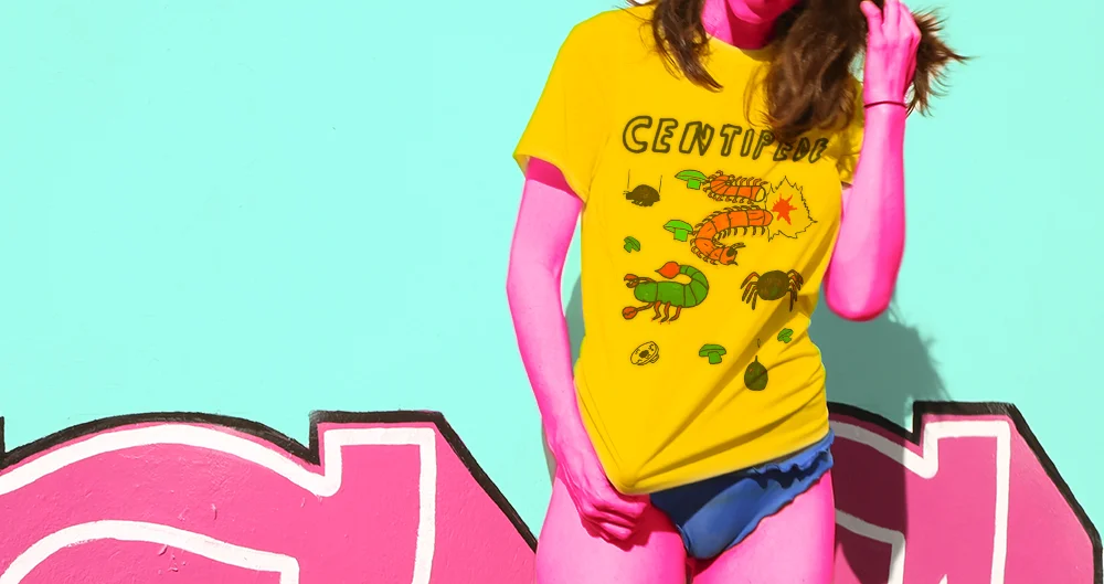 Haughtee Suave Centipede Vintage Retro Atari Video Gamer Fine Art Print Tee Yellow