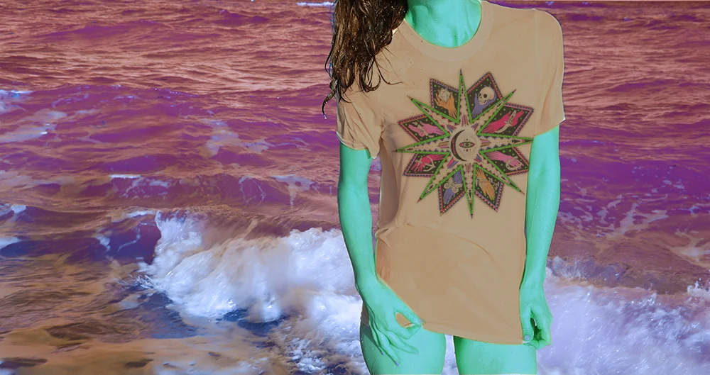 Haughtee Suave Blood Moon Earth Compass Fine Art Print Tee