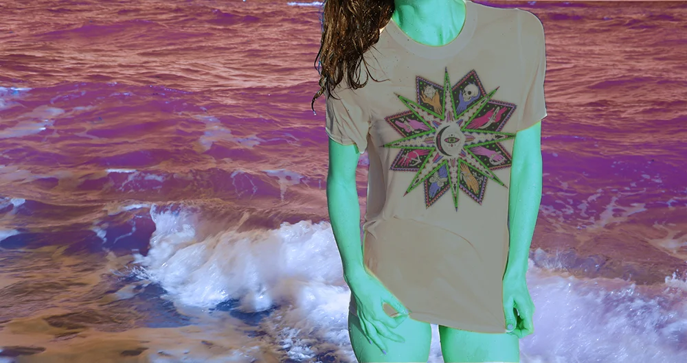 Haughtee Suave Blood Moon Earth Compass Fine Art Print Tee