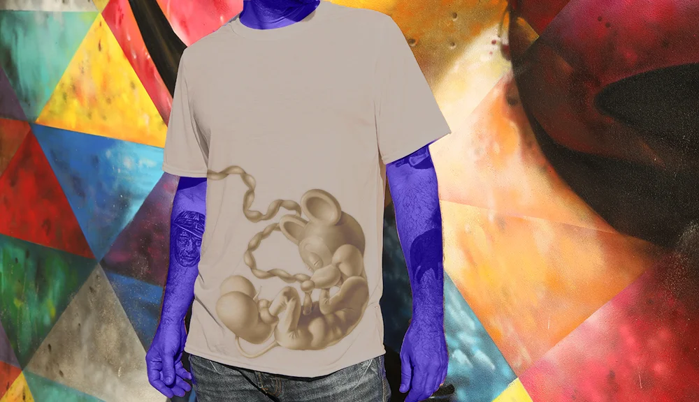 Haughtee Suave Mickey Mouse Fetus 'Walt's Brainchild' Cartoon Fine Art Print Tee
