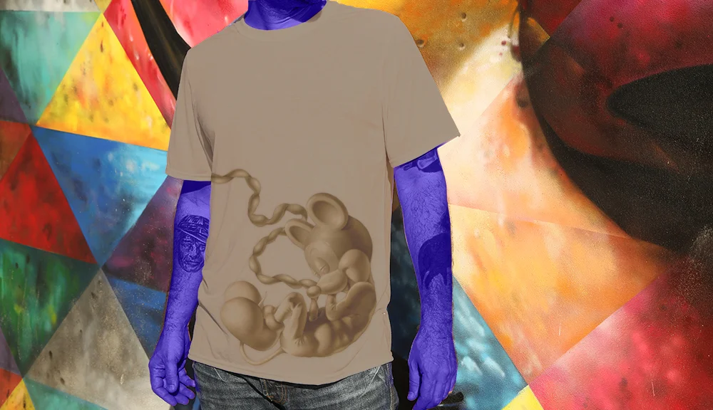 Haughtee Suave Mickey Mouse Fetus 'Walt's Brainchild' Cartoon Fine Art Print Tee