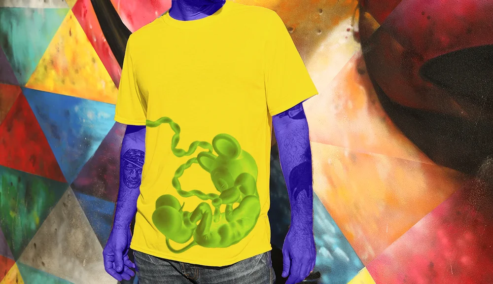 Haughtee Suave Mickey Mouse Fetus 'Walt's Brainchild' Cartoon Fine Art Print Tee