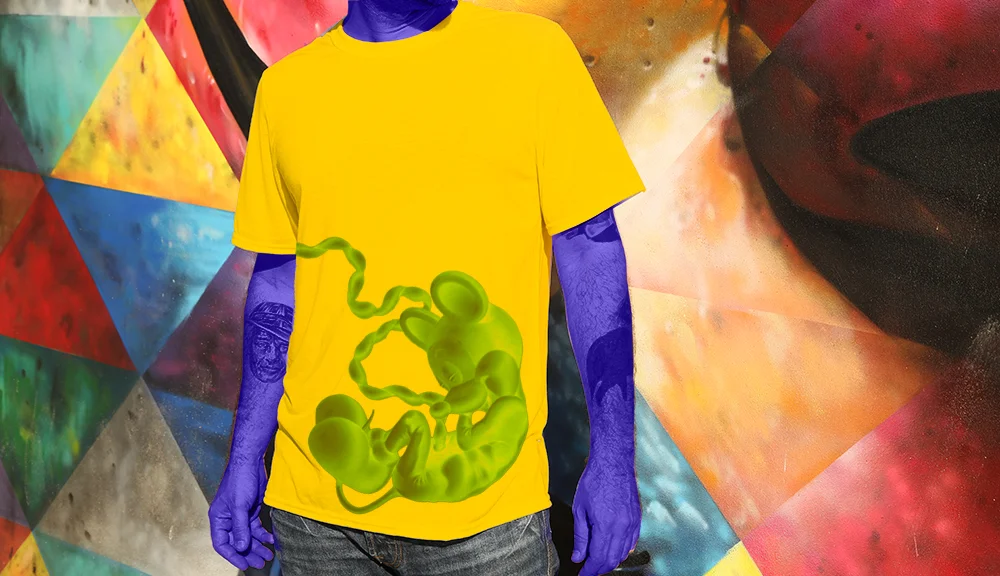 Haughtee Suave Mickey Mouse Fetus 'Walt's Brainchild' Cartoon Fine Art Print Tee