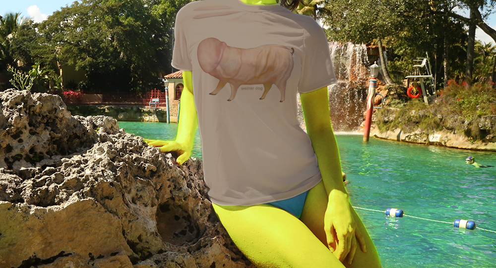 Haughtee Suave Weiner Dog Penis Pun Comical Fine Art Print Tee