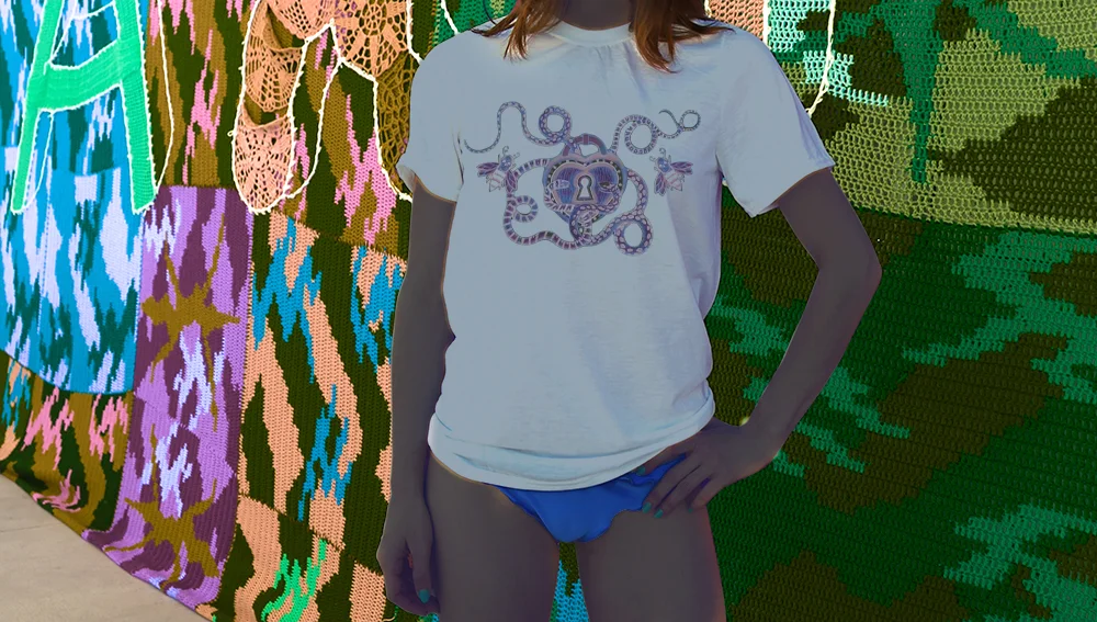 Haughtee Suave Lock & Key Snakes & Bees Fine Art Print Tee