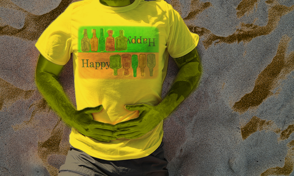 Haughtee Suave 'Happy Drunk' Liquid Courage Alcohol Cures All Fine Art Print Tee