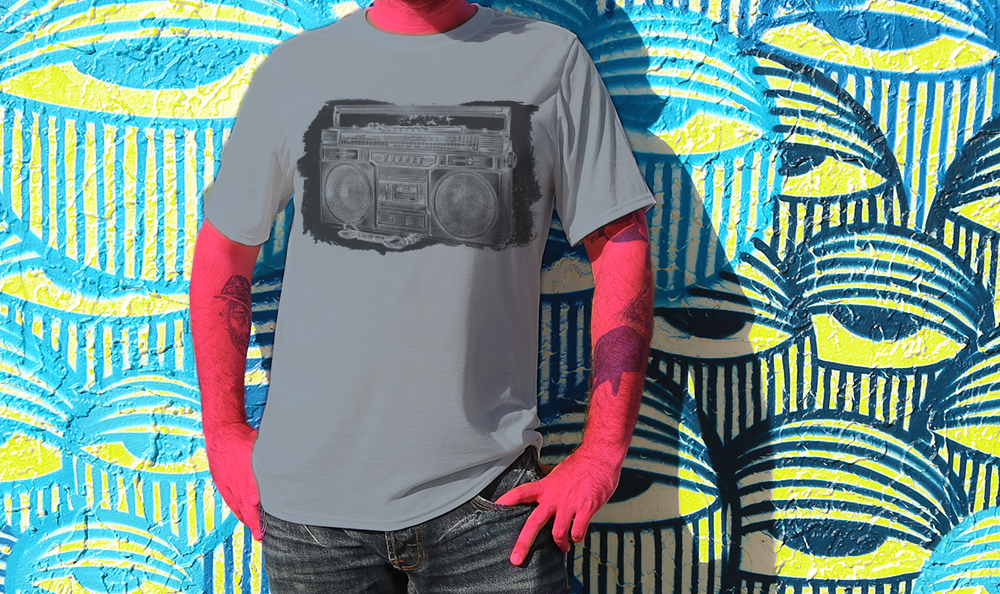 Haughtee Suave Ghetto Blaster 'Beastie Boys' Tribute Boombox 80's DJ Fine Art Print Tee